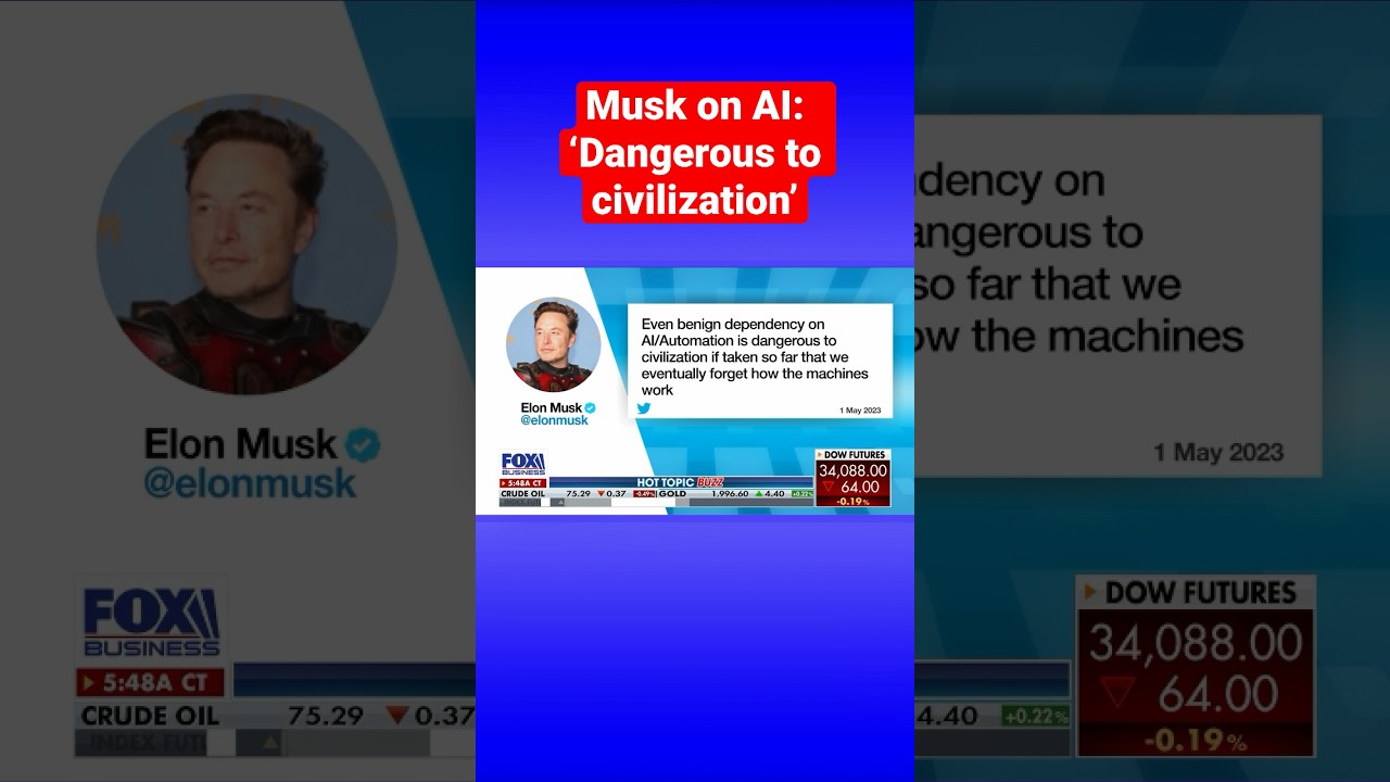 Elon Musk warns of ‘benign dependency’ on AI: ‘Dangerous to civilization’ #shorts