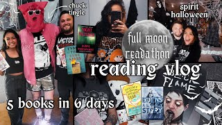 reading vlog | 5 books in 6 days | full moon readathon, spirit halloween, chuck tingle event 🌝