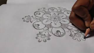 Beautiful rangoli design//creative rangoli design//easy free hand rangoli design//Simple rangoli
