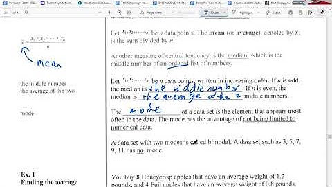 Honors Pre-Calculus 14.5 Notes Part 1. Descriptive Statistics (Numerical)