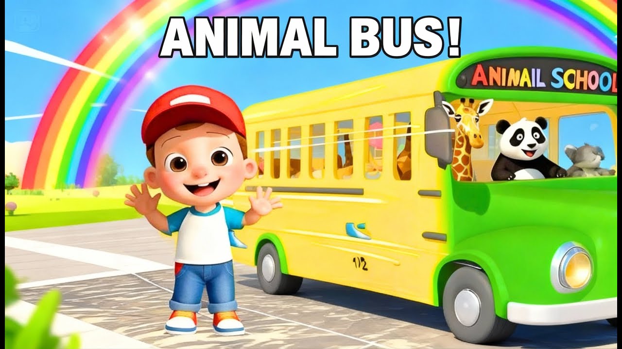 🚌🐶 Wheels on the Bus Animal Musical | Cute Animals on a Colorful Bus | 3D Kids Nursery Song