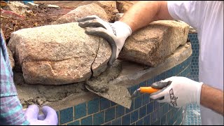 Concreting A Rock Edge Around A Pool @gregthegardener