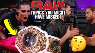 THINGS YOU MIGHT HAVE MISSED WWE RAW RHEA RIPLEY NEW CHAMPIONSHIP FINN BALOR CHALLENGES SETH