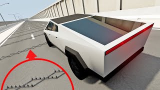 100 Spike Strip (จะมีรถคันไหนที่สามารถผ่านไปได้?) | BeamNG Drive