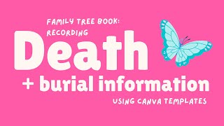 Family Tree Book Canva Template: Death and Burial Information