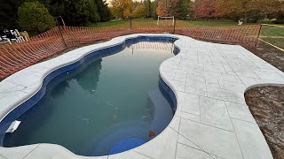 Latham Coronado Fiberglass Pool - Phase 2 Time Lapse - Stamped Concrete & Paver patio
