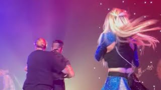 Fan jumps on stage and hits @avamax #avamax at the end of the LA concert during #themotto #avamax