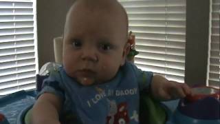Baby Jack's first taste of solids...not impressed