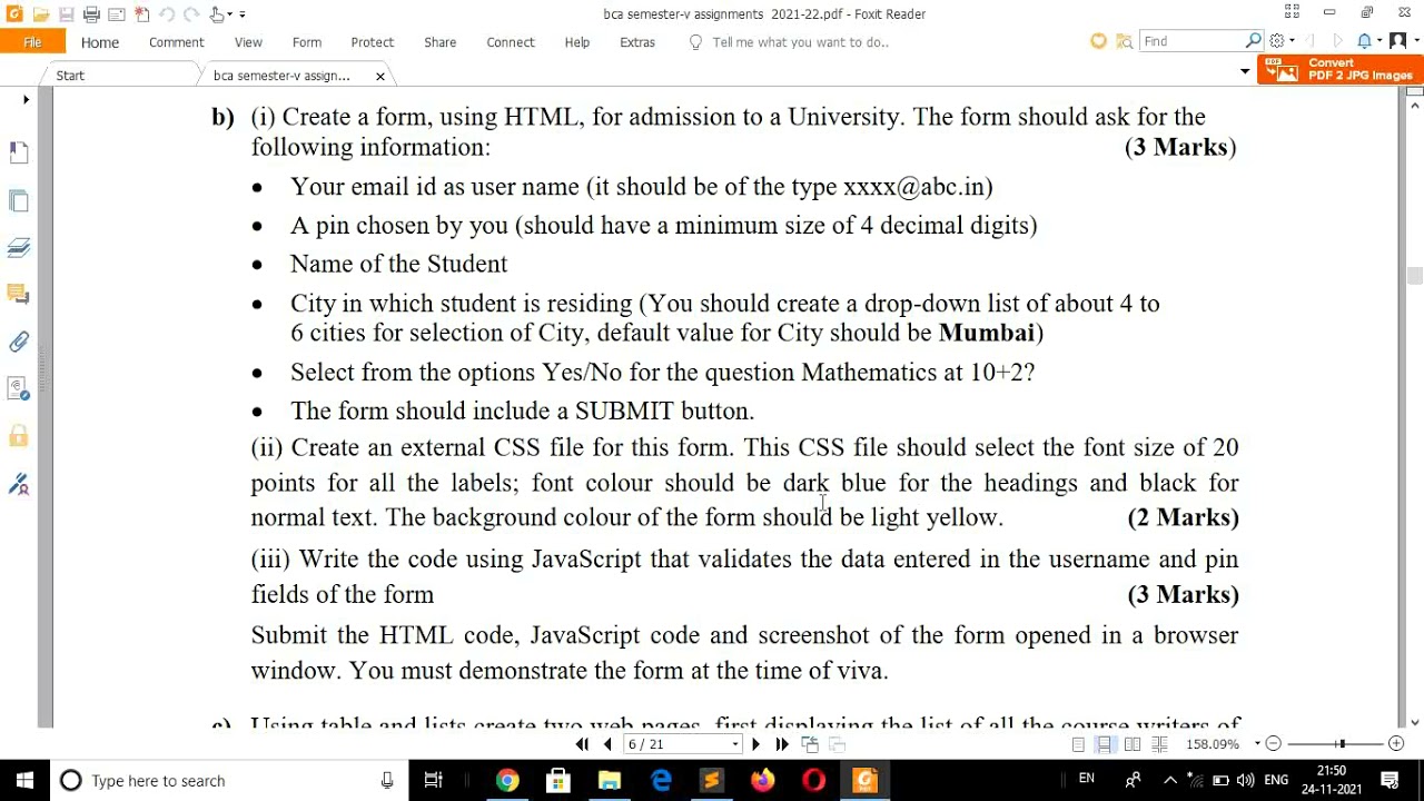 Create an external CSS file for this form | BCS 053 Web Programming ...