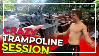 VISITING HOMETOWN PARKOUR SPOTS *CRAZY TRAMPOLINE SESSION*
