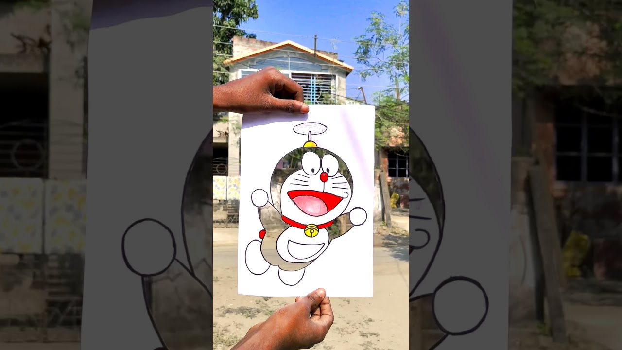 Flying Doraemon 😱🤩 || creative art idea || creative drawing idea || easy Doraemon drawing 