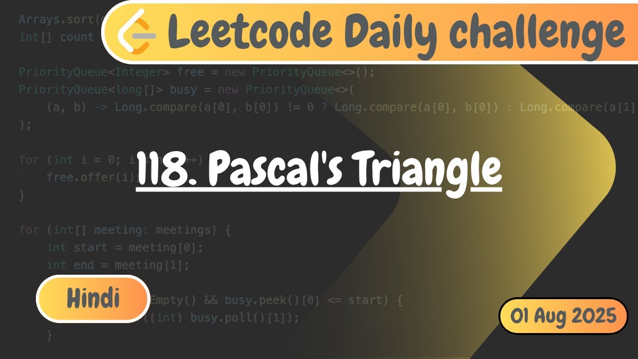 pascal's triangle - leetcode 118 - javascript -... 118. Pascal's Triangle | Leetcode Daily Challenge | Hindi | DSA | Code ...