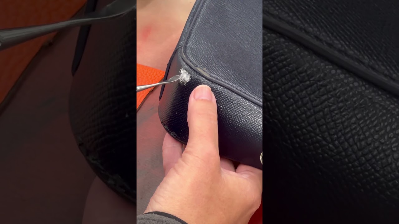 Нанесение кожаного наполнителя на углы сумок — легкое исправление сломанных углов сумок
