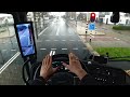 Nikotimer driving container to port pov rainy day trucking job europe netherlands