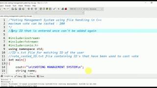 Voting management system in C++ using file handling