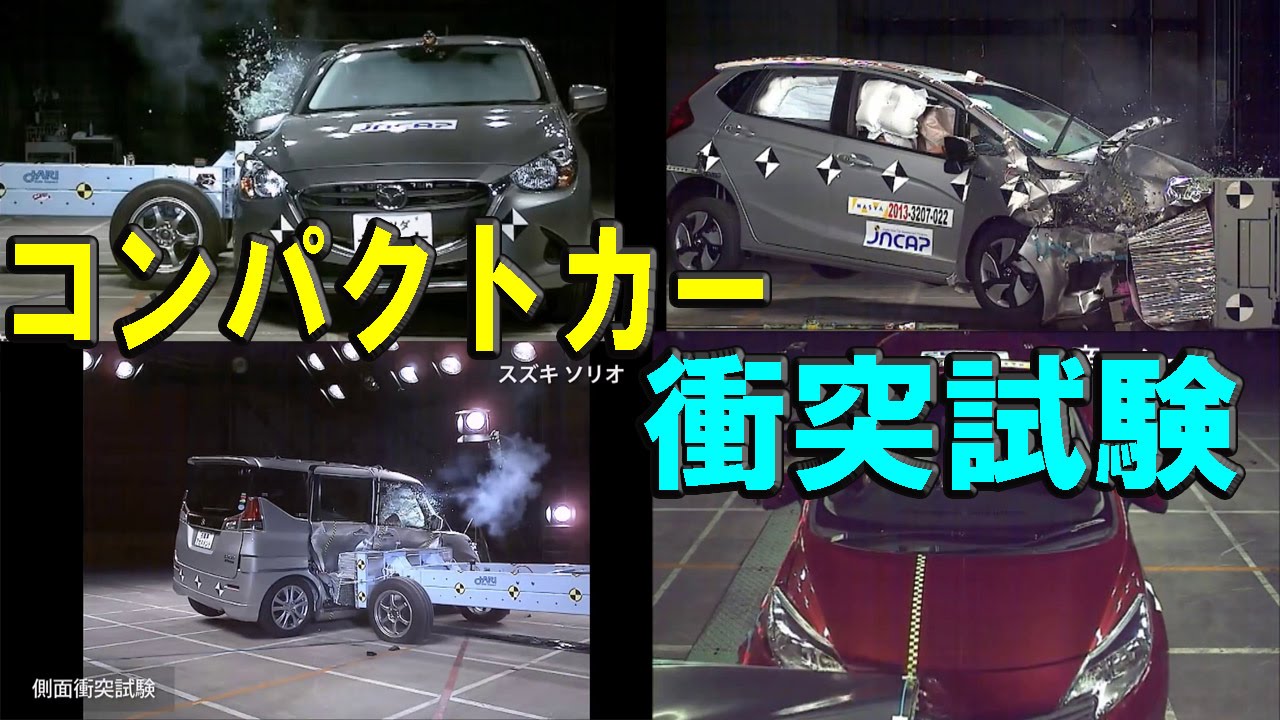 国産コンパクトカー 衝突試験まとめ Jncap新安全性能総合評価順 Youtube