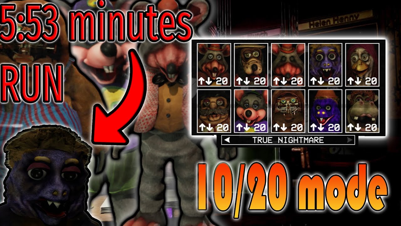 True Nightmare 10/20 max mode 5:53 run Five Nights at Chuck E Cheese