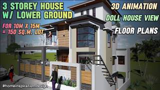 3 Storey House with Lower Ground  -  3D Animation and Doll House View