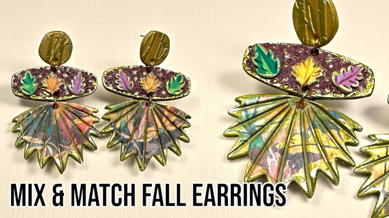 Mix and match cutters to create polymer clay autumn style dangle earrings
