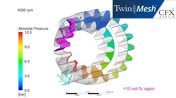 CFX Berlin-Video: Cavitation in Internal Gear Pump at 4000 rpm