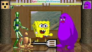 SpongeBob SquarePants And Weird Characters VS Grimace In A MUGEN Match / Battle / Fight