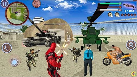 Deadpool Rope Hero Vice Town City - Military Helicopter and Tank - Android Gameplay