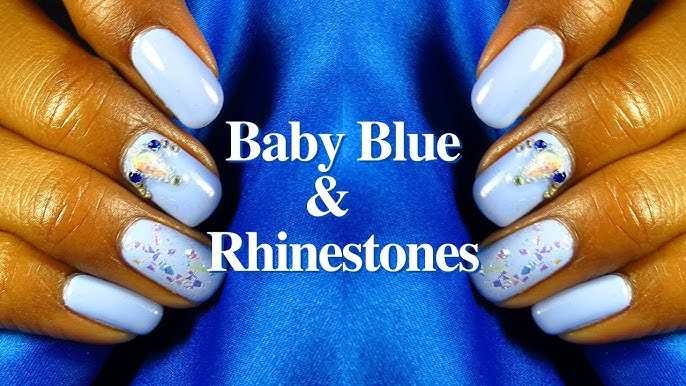 Baby Blue Rhinestone Nail Art Youtube
