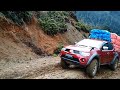 Mitsubishi Strada Toyota Hilux and Isuzu D max heavy loads on muddy roads in high climb