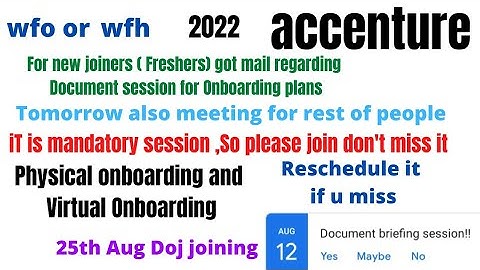 Accenture Onboarding 2022 || 12th August Documents briefing session don