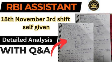 RBI Assistant 2023 | 18 Nov, Shift 3 Questions with Answer  |RBI Assistant self given Exam Analysis