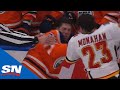 Ryan nugenthopkins and sean monahan exchange bombs in fiery tilt