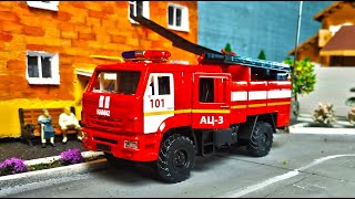 Пожарная машина КАМАЗ модель грузовика Технопарк. Про машинки.