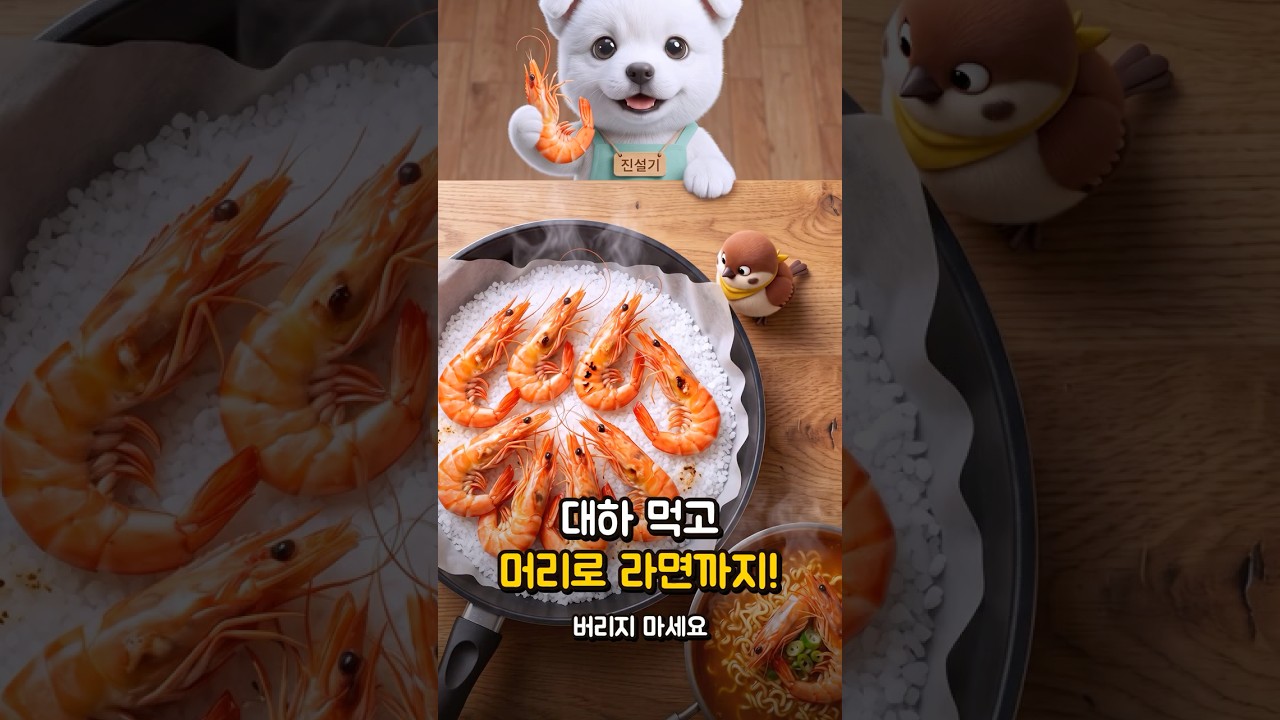 대하 먹고 머리로 라면까지! 버리지 마세요 🦐 레시피 숏폼 썸네일