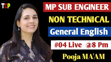Mp Sub Engineer Non Technical | General English Lec -04 |  pooja maam | Mp Sub Engineer Crash Course