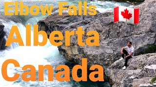Elbow Falls Waterfall Bragg Creek Alberta Canada. Walking Hiking Picnic . جوله في طبيعه