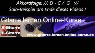 Video-Miniaturansicht von „Jamtrack für E-Gitarre in G Dur (Akkorde: D C G)  mit Solo-Gitarre-Beispiel am Ende Gitarrenlicks“