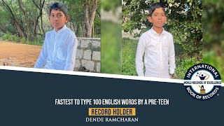 FASTEST TO TYPE 100 ENGLISH WORDS BY A PRE -TEEN