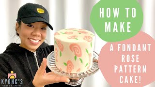 How to make an all over rose pattern fondant cake!