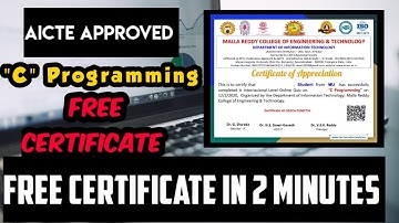 AICTE approved Free Certificate | International Quiz with Answers|| C programming Certificate