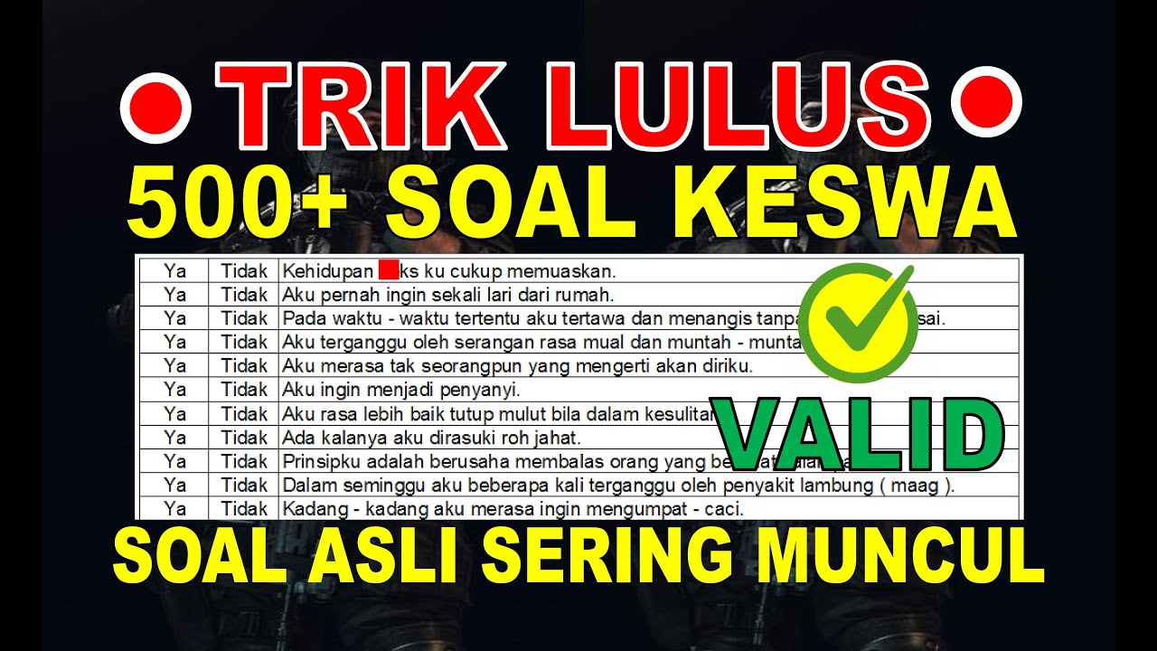 SOAL KESWA (KESEHATAN JIWA) ASLI MUNCUL