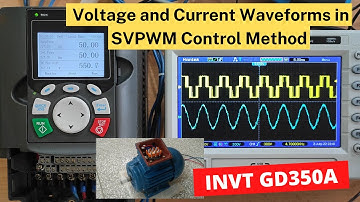 Voltage and current waveforms in SVPWM control mode using GD350A