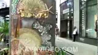 People walking on pavement