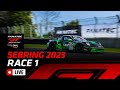 Live  race 1  sebring  fanatec gt world challenge powered by aws 2023