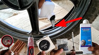 new tubeless tyre agar pahuncha ho jaaye pamchar ko kis tarah se repair Karen dekhiae Sahi tarika