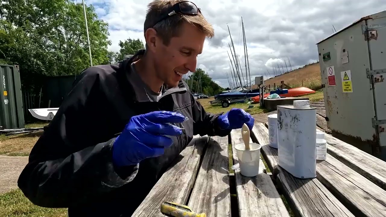 Applying gelcoat.