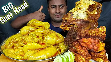 ASMR EATING MOST OILY LOT OF MUTTON FAT CURRY, BIG GOAT HEAD CURRY CRISPY FISH FRY WITH RICE MUKBANG