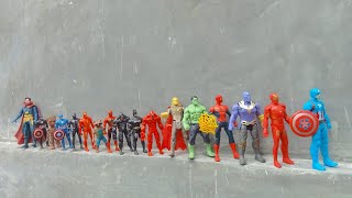 AVENGERS SUPERHERO STORY, FIGURES, SPIDERMAN 2 CAPTAIN AMERICA, THOR, BATMAN, VENOM, THANOS,