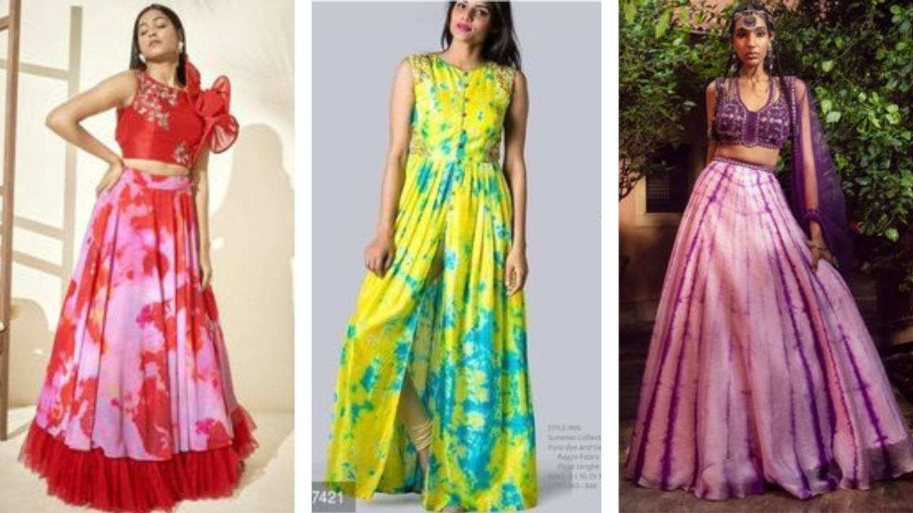 Buy Online Women Blue Floral Tie and Dye Dress at best price - Pluss.in