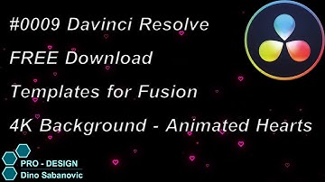 0009 Davinci Resolve FREE Templates for Fusion 4K Background - Animated Hearts Blink