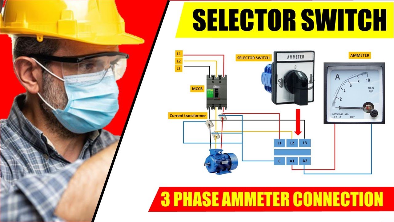 3 phase ammeter connection | ampere meter connection - YouTube